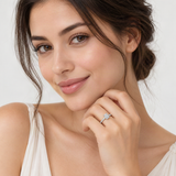 S925 Emerald Cut Moissanite Engagement Ring – worn by a woman, true-to-size [FITINY]