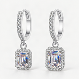 S925 Emerald Cut Moissanite Halo Earrings with Pave Band – size comparison [FITINY]