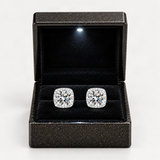 S925 Magnetic Multicolor Moissanite Square Halo Stud Earrings for Men Women – in the FITINY gift box [FITINY]