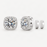S925 Magnetic Multicolor Moissanite Square Halo Stud Earrings for Men Women – product photo [FITINY]