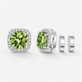 S925 Magnetic Multicolor Moissanite Square Halo Stud Earrings for Men Women – Peridot Green option [FITINY]
