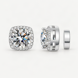 S925 Magnetic Multicolor Moissanite Square Halo Stud Earrings for Men Women – White option [FITINY]
