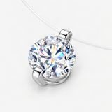 Sterling Silver Moissanite Pendant Necklace – close-up of the setting and stone [FITINY]