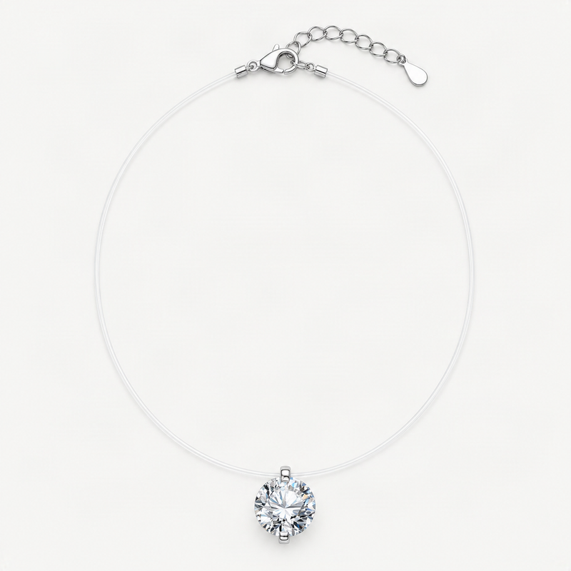 Sterling Silver Moissanite Pendant Necklace – product photo [FITINY]