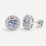 S925 Multicolor Moissanite Halo Stud Earrings – product photo [FITINY]