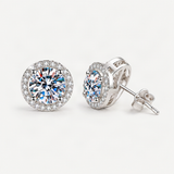 S925 Multicolor Moissanite Halo Stud Earrings – product photo [FITINY]