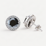 S925 Multicolor Moissanite Halo Stud Earrings – Mysterious Black option [FITINY]