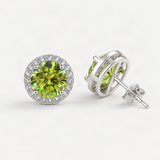 S925 Multicolor Moissanite Halo Stud Earrings – Peridot Green option [FITINY]