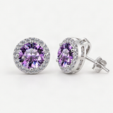 S925 Multicolor Moissanite Halo Stud Earrings – Royal Purple option [FITINY]