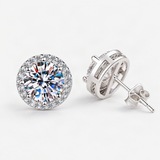 S925 Multicolor Moissanite Halo Stud Earrings – White option [FITINY]