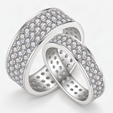 S925 Moissanite Matching Couple Eternity Bands Wedding Rings – close-up of the setting and stone [FITINY]
