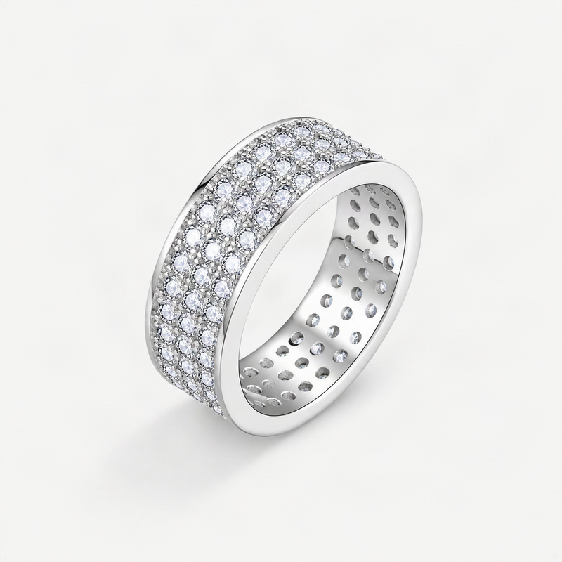 S925 Moissanite Matching Couple Eternity Bands Wedding Rings – product photo [FITINY]