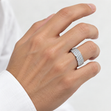 S925 Moissanite Matching Couple Eternity Bands Wedding Rings – worn by a man, true-to-size [FITINY]