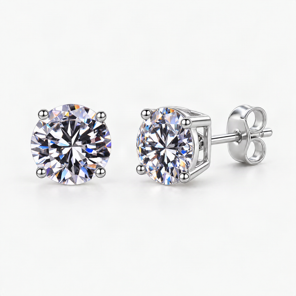 S925 Multicolor Moissanite 4-Prong Stud Earrings, 10 Color 0.5-3ct D-Grade VVS GRA Certified, Unisex Hypoallergenic Sterling Silver Gift