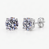 S925 Multicolor Moissanite 4-Prong Stud Earrings – product photo [FITINY]