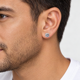 S925 Multicolor Moissanite 4-Prong Stud Earrings – worn by a man, true-to-size [FITINY]