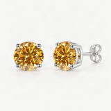 S925 Multicolor Moissanite 4-Prong Stud Earrings – Champagne Gold option [FITINY]