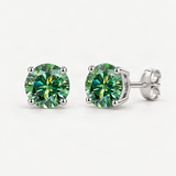 S925 Multicolor Moissanite 4-Prong Stud Earrings – Emerald Green option [FITINY]