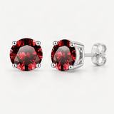 S925 Multicolor Moissanite 4-Prong Stud Earrings – Garnet Red option [FITINY]