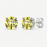S925 Multicolor Moissanite 4-Prong Stud Earrings – Golden Yellow option [FITINY]