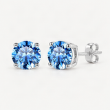 S925 Multicolor Moissanite 4-Prong Stud Earrings – Klein Blue option [FITINY]