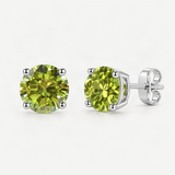 S925 Multicolor Moissanite 4-Prong Stud Earrings – Peridot Green option [FITINY]
