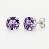 S925 Multicolor Moissanite 4-Prong Stud Earrings – Royal Purple option [FITINY]