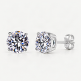 S925 Multicolor Moissanite 4-Prong Stud Earrings – White option [FITINY]