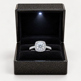 S925 Multicolor Moissanite Cushion Halo Adjustable Rings with Pavé-Set Band & Square Accen – in the FITINY gift box [FITINY]
