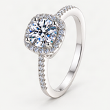 S925 Multicolor Moissanite Cushion Halo Adjustable Rings with Pavé-Set Band & Square Accen – close-up of the setting and stone [FITINY]