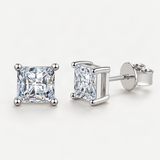 S925 Square Princess Cut CZ or Moissanite Stud Earrings – product photo [FITINY]