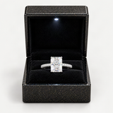 S925 Radiant Cut Moissanite & High Carbon Engagement Ring with Pavé-Set Band – in the FITINY gift box [FITINY]