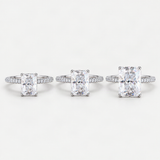 S925 Radiant Cut Moissanite & High Carbon Engagement Ring with Pavé-Set Band – size comparison [FITINY]