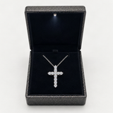 Sterling Silver Cross Pendant Necklace with D-Color VVS1 Moissanite Accents – in the FITINY necklace gift box [FITINY]
