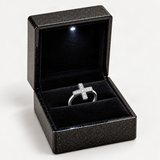 Cross Engagement Ring in Sterling Silver with D-Color VVS1 Moissanite Accents – in the FITINY gift box [FITINY]