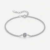 Minimalist Sterling Silver D-Color VVS1 Moissanite Solitaire Bracelet with Delicate Chain – product photo [FITINY]