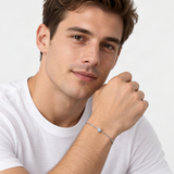 Minimalist Sterling Silver D-Color VVS1 Moissanite Solitaire Bracelet with Delicate Chain – worn by a man, true-to-size [FITINY]
