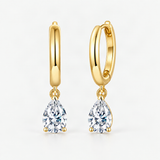 Teardrop Dangle Earrings with Brilliant Moissanite Stones – Gold option [FITINY]