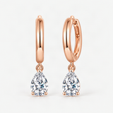 Teardrop Dangle Earrings with Brilliant Moissanite Stones – Rose Gold option [FITINY]