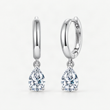 Teardrop Dangle Earrings with Brilliant Moissanite Stones – White Gold option [FITINY]