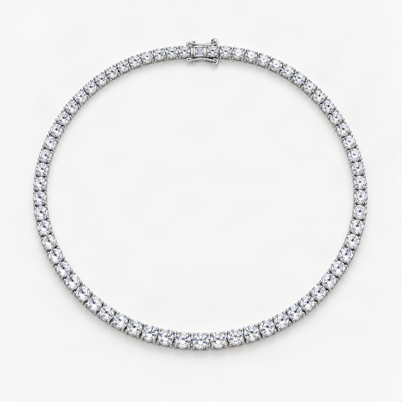 VVS1 Moissanite S925 & 14K Tennis Chain Iced Out Necklace and Bracelet – product photo [FITINY]