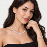 VVS1 Moissanite S925 & 14K Tennis Chain Iced Out Necklace and Bracelet – worn by a woman, true-to-size [FITINY]