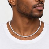VVS1 Moissanite S925 & 14K Tennis Chain Iced Out Necklace and Bracelet – worn by a man, true-to-size [FITINY]
