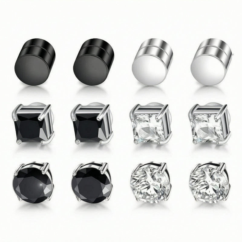 Multi Sets of Stainless Steel Magnetic CZ Stud Earrings – fitiny