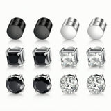 Multi Sets of Stainless Steel Magnetic CZ Stud Earrings – fitiny