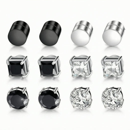 Multi Sets of Stainless Steel Magnetic CZ Stud Earrings – fitiny