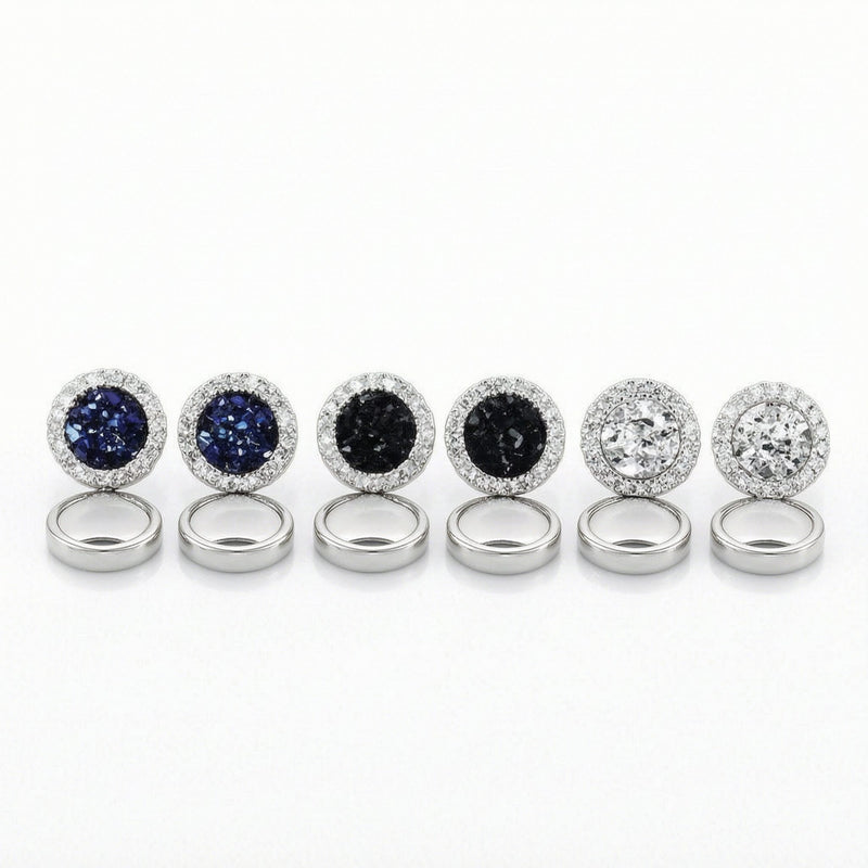 Multicolor Crystal Cluster Magnetic Round Halo Stud Earrings – fitiny