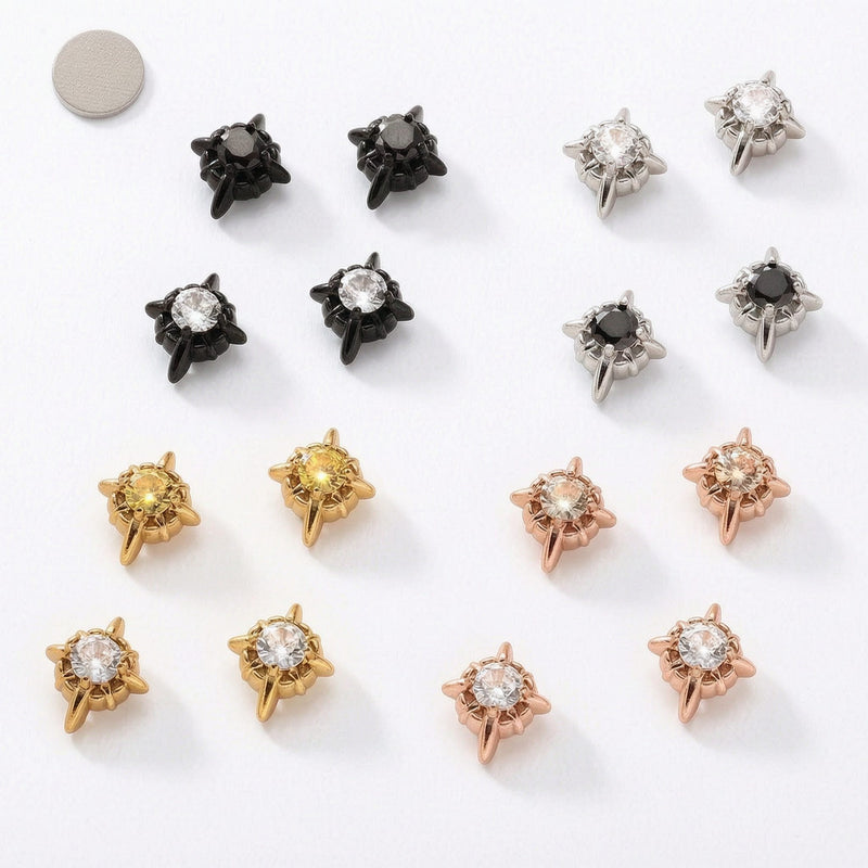 Multicolor Stainless Steel Magnetic 4-Pointed Star CZ Stud Earrings – fitiny