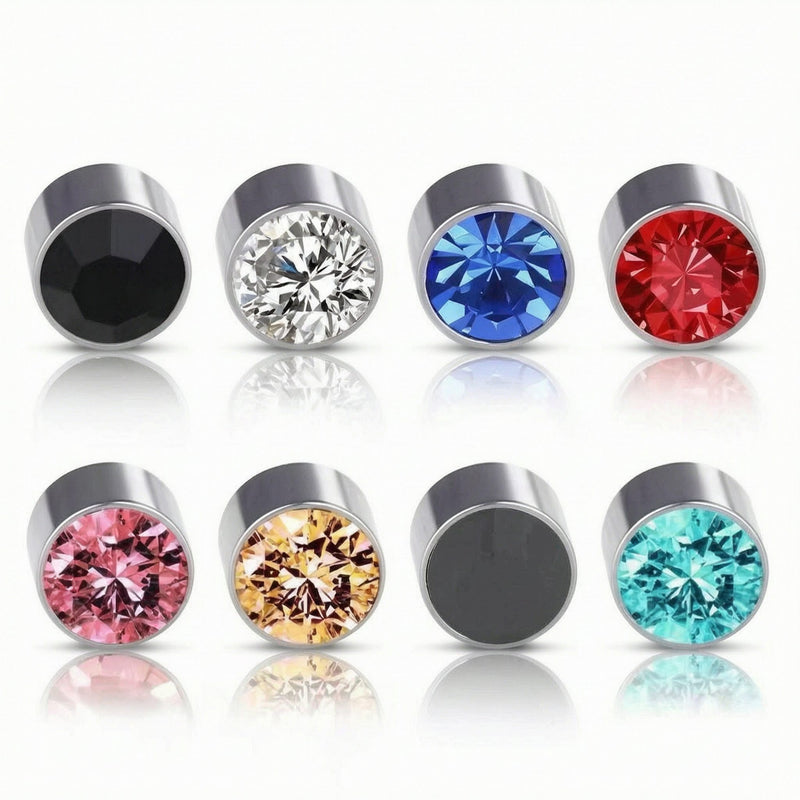 Multicolor Stainless Steel Magnetic Round Stud Earrings – fitiny