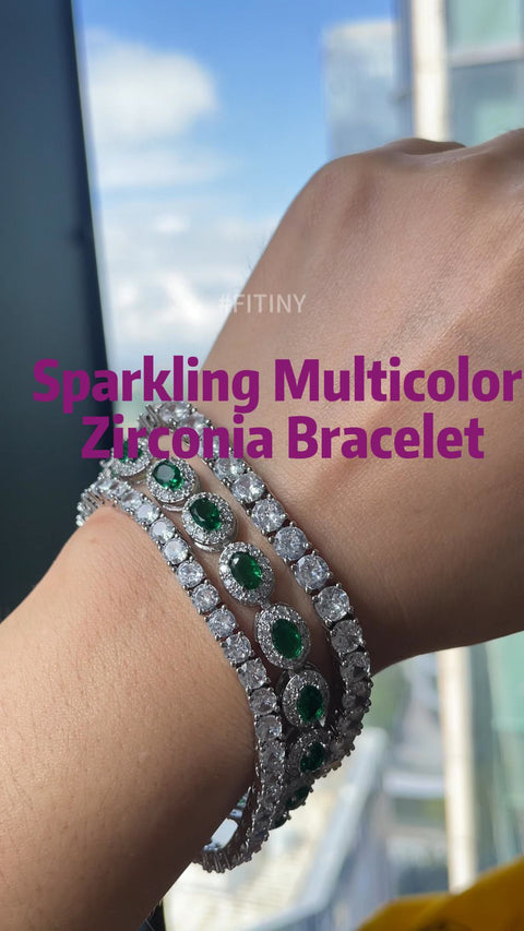 Emerald Green CZ Halo Bracelet on Hand